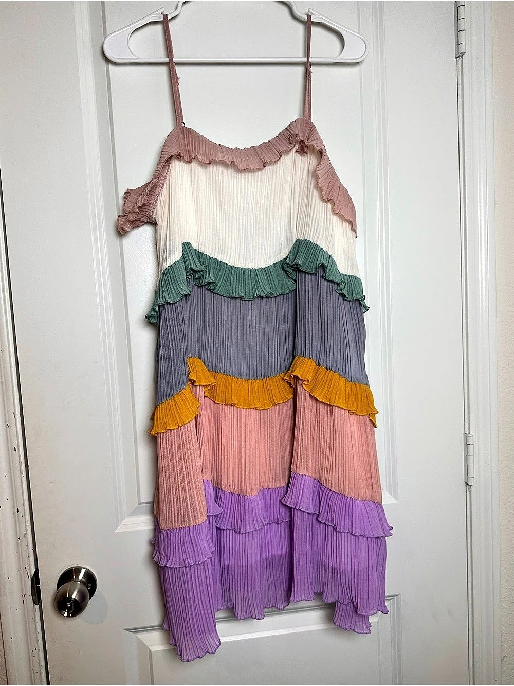 White Birch Color Block Ruffle Maxi Dress XL Like New